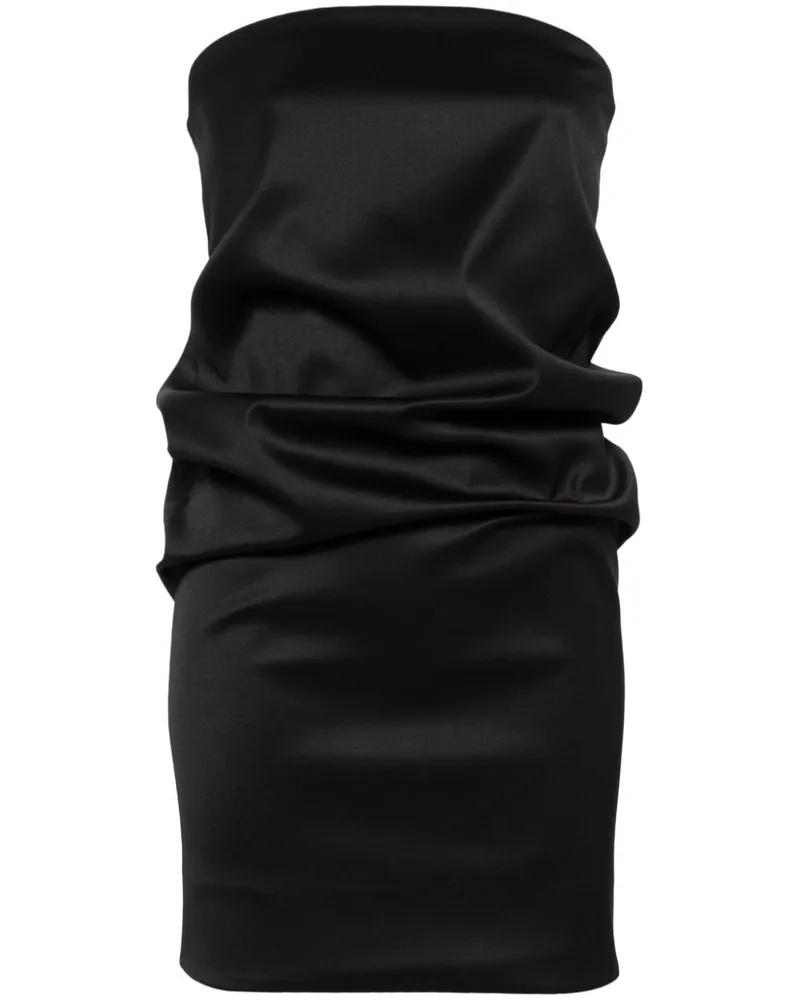 Saint Laurent Schulterfreies Minikleid aus Wollgemisch - Schwarz Schwarz