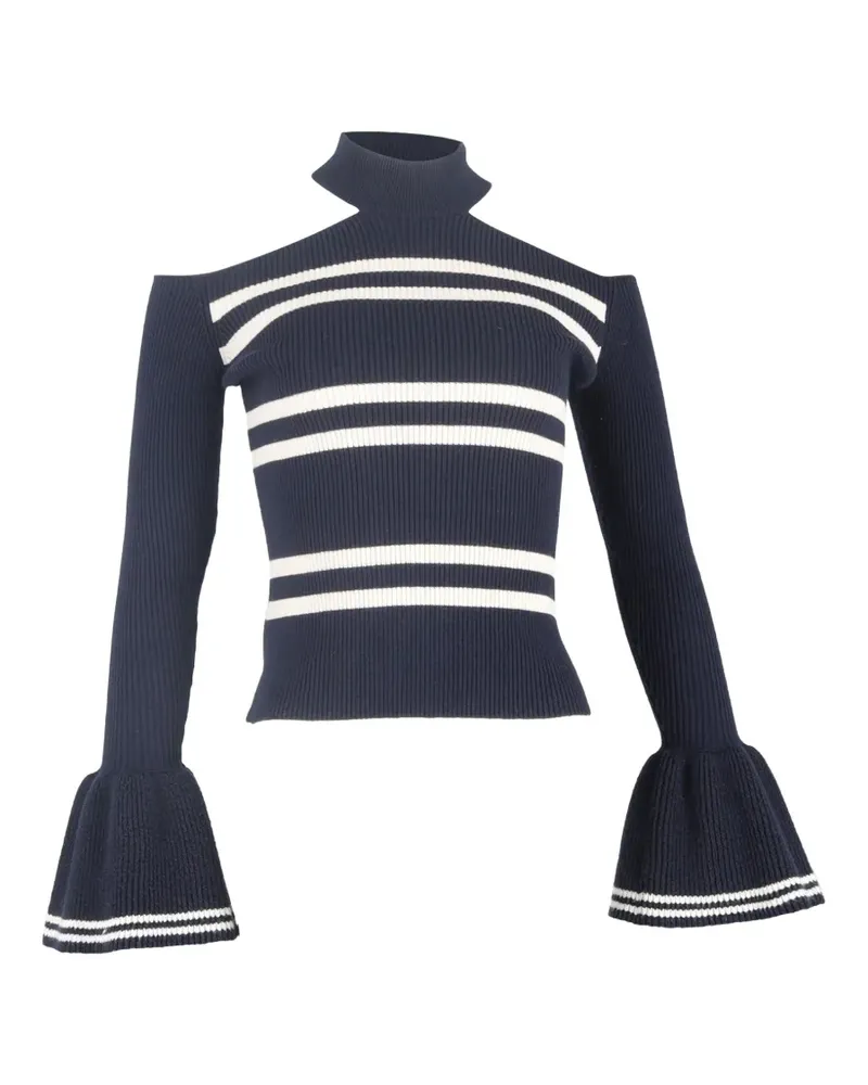 Self-Portrait Gestreiftes Cold-Shoulder-Top - Blau Blau