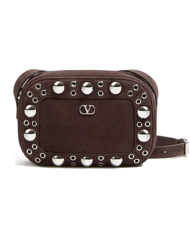 Valentino Garavani Nellcote Wildleder-Schultertasche mit Ösendetail - Braun Braun