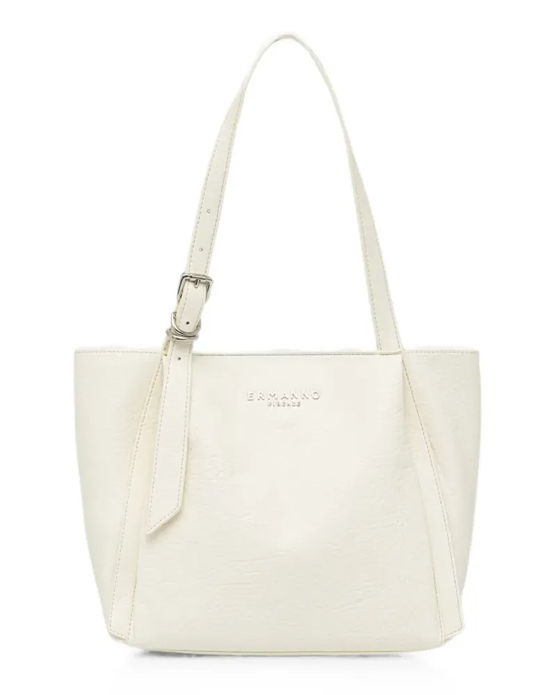 Ermanno Scervino logo-lettering pebbled-leather tote bag - Nude Nude