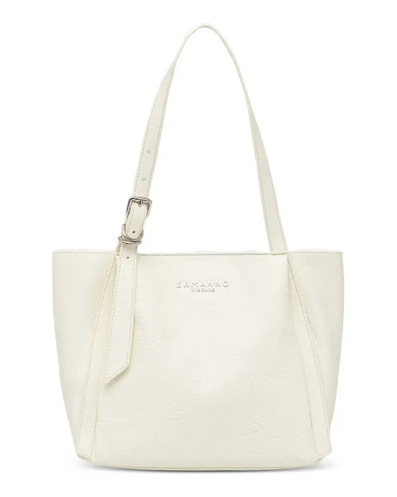 Ermanno Scervino logo-lettering pebbled-leather tote bag - Nude Nude