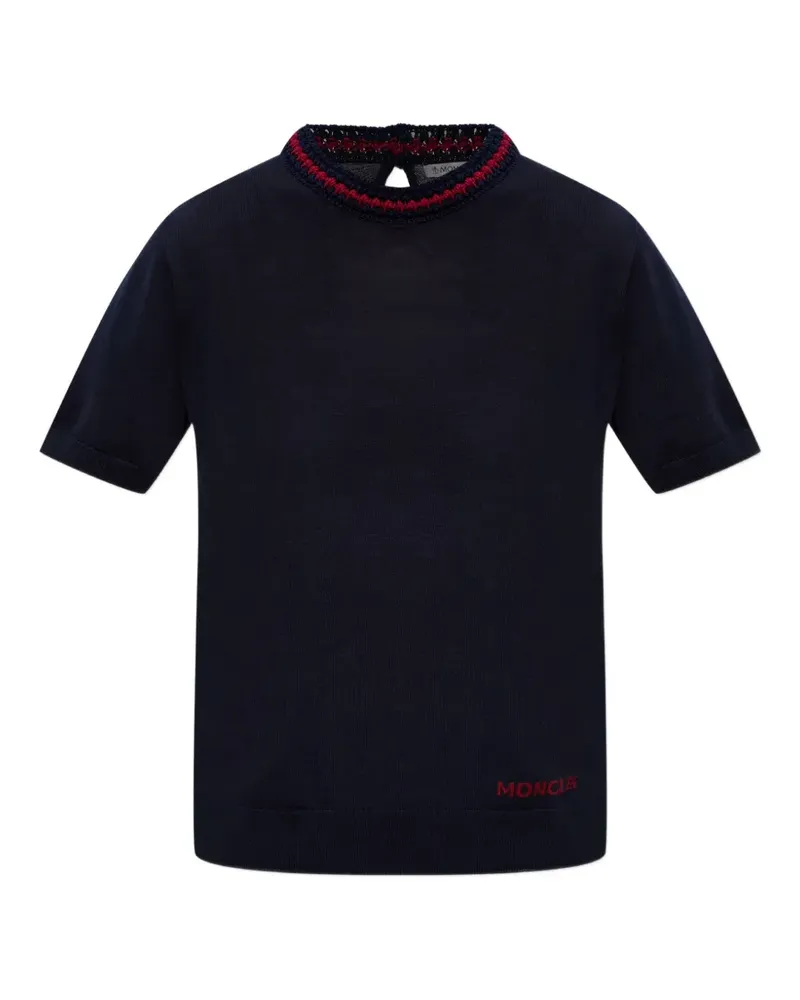 Moncler shorty-sleeve knitted T-shirt - Blau Blau