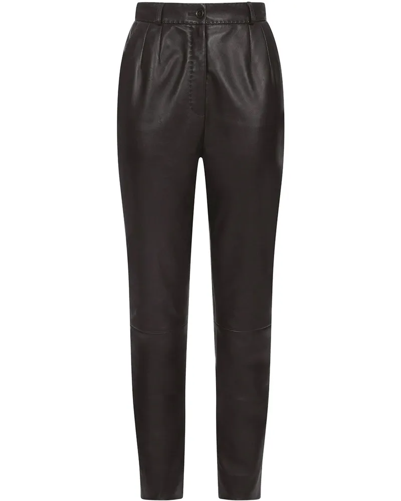 Dolce & Gabbana Hose aus Leder - Schwarz Schwarz