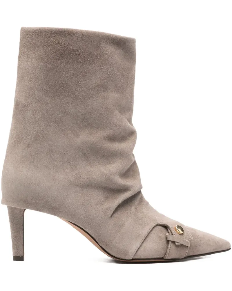 The Seller 75mm pointed buckle ankle boots - Grau Grau