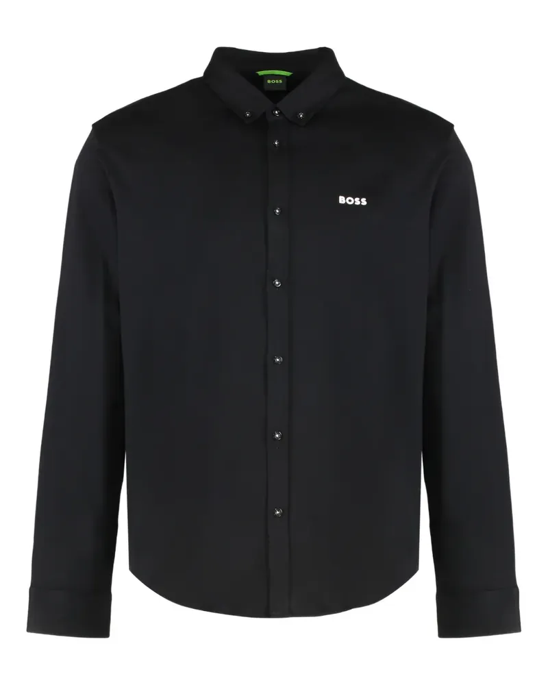 HUGO BOSS Hemd aus Piqué - Schwarz Schwarz