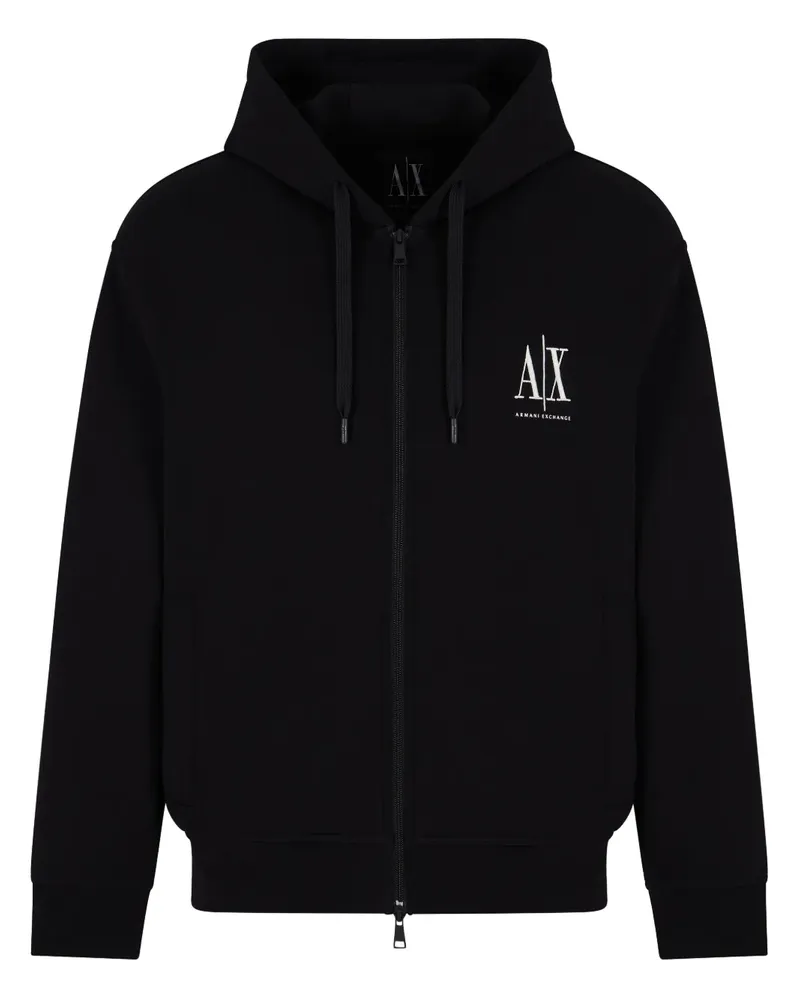 Armani Exchange Kapuzenjacke mit Reißverschluss - Schwarz Schwarz