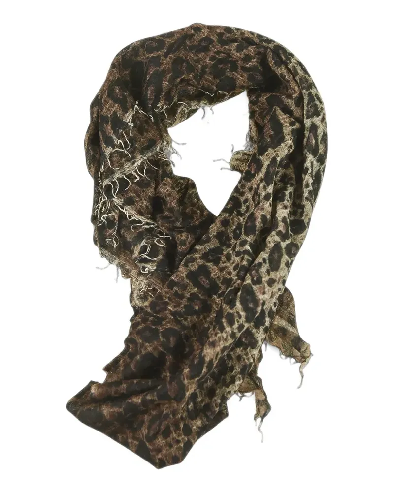 Avant Toi leopard-print frayed scarf - Nude Nude