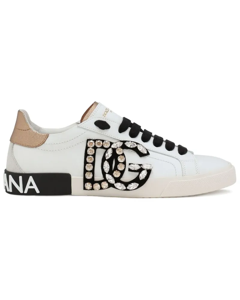 Dolce & Gabbana Portofino Sneakers mit Strass - Weiß Weiß