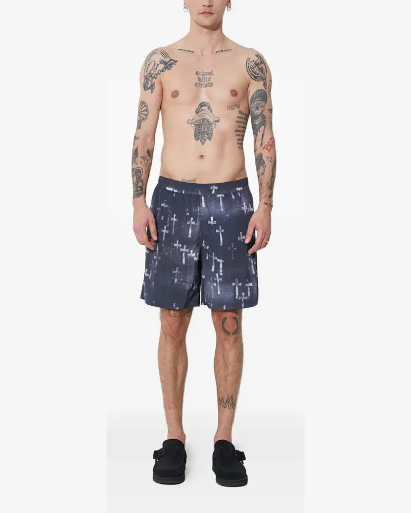 Aries Badeshorts mit Kreuz-Print - Blau Blau