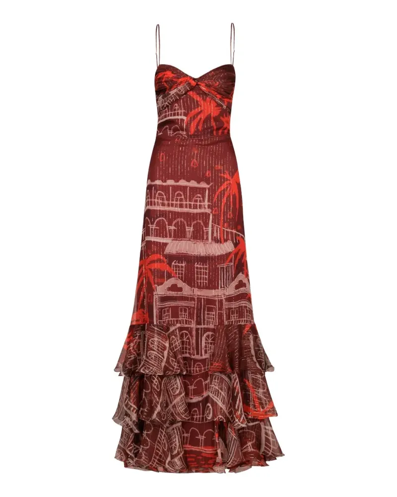 Johanna Ortiz Pasos Nocturnos ruffled maxi dress - Rot Rot