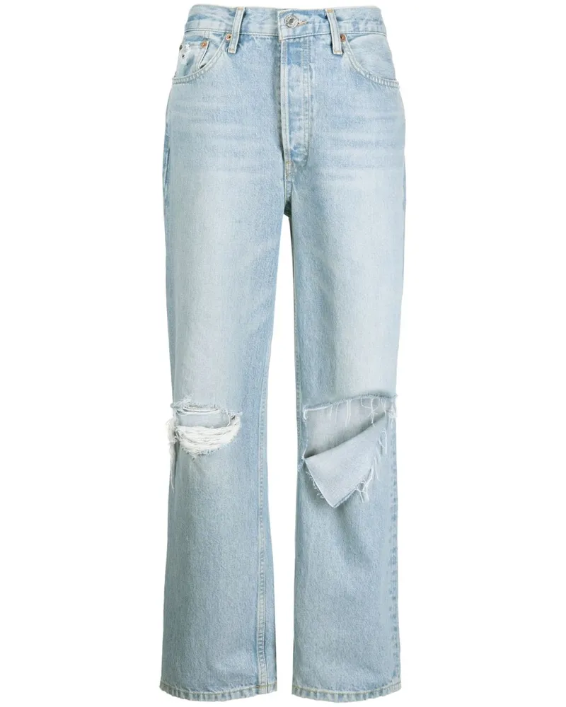 RE/DONE Gerade Jeans mit Distressed-Detail - Blau Blau