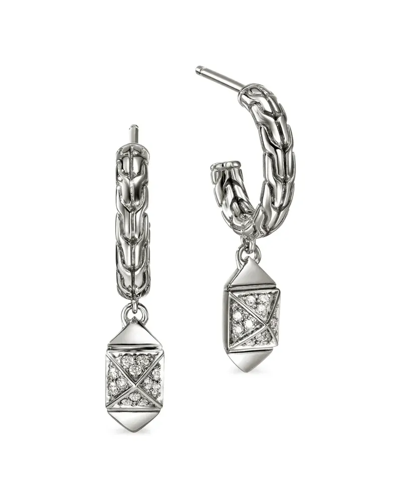 John Hardy sterling silver diamond stud earrings - Silber Silber