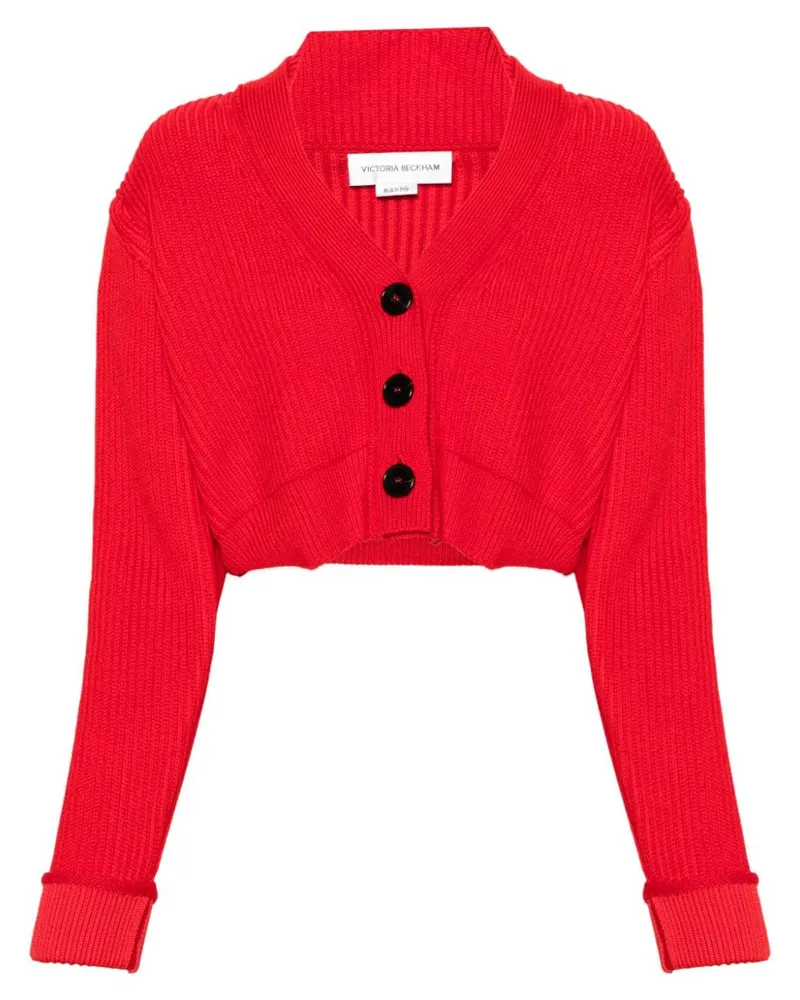 Victoria Beckham Cropped-Cardigan mit V-Ausschnitt - Rot Rot