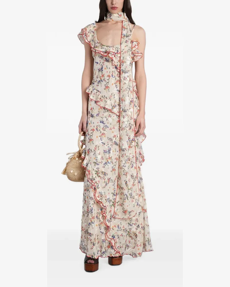 SIEDRES floral-print ruffled dress - Nude Nude