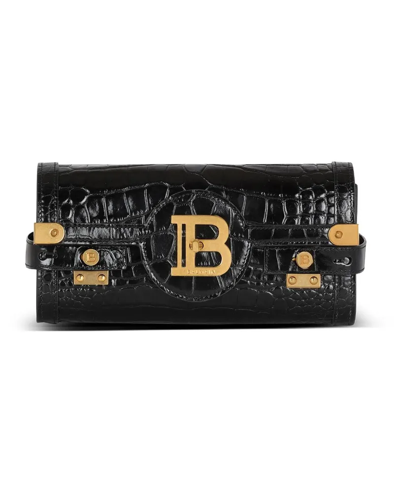 Balmain Mini-Tasche mit Kroko-Effekt Schwarz