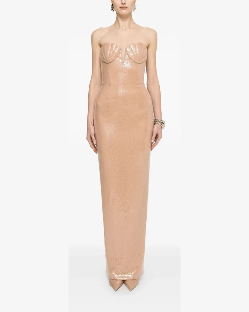 NISSA Schmales Maxikleid mit Pailletten - Nude Nude