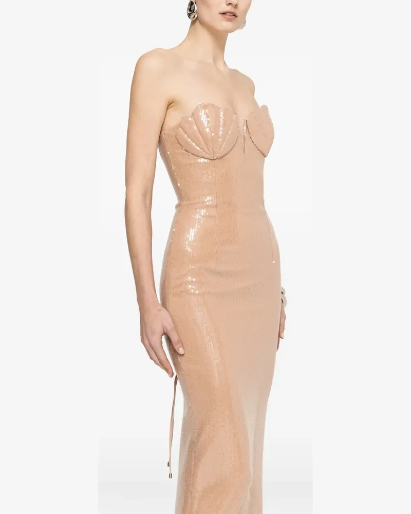 NISSA sequin fitted maxi dress - Nude Nude