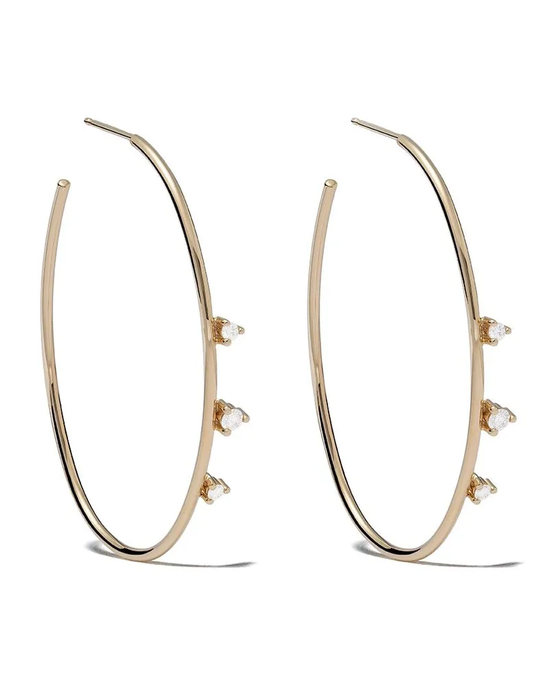 MIZUKI 14kt Goldcreolen mit Diamanten Gold