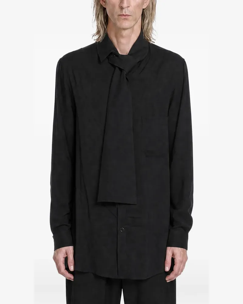 Yohji Yamamoto Hemd mit Schalkragen - Schwarz Schwarz