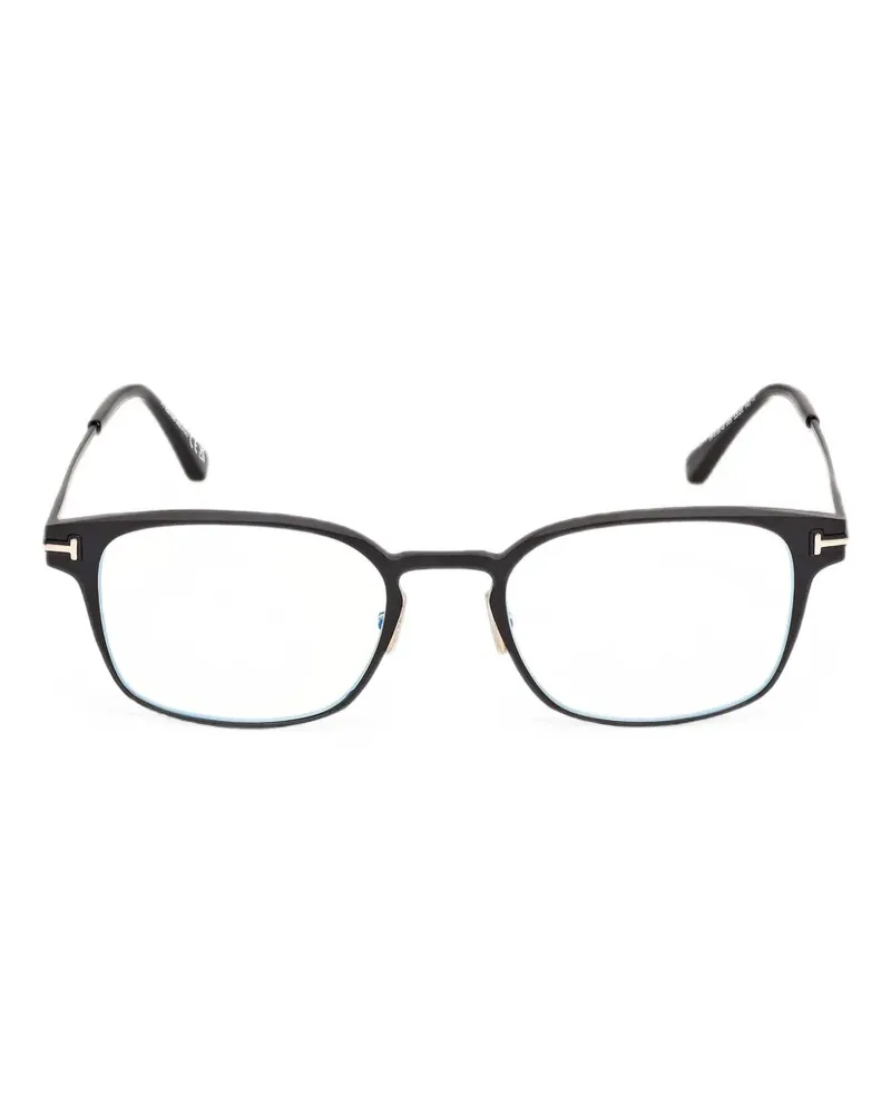 Tom Ford Eckige Brille mit T-Motiv - Schwarz Schwarz