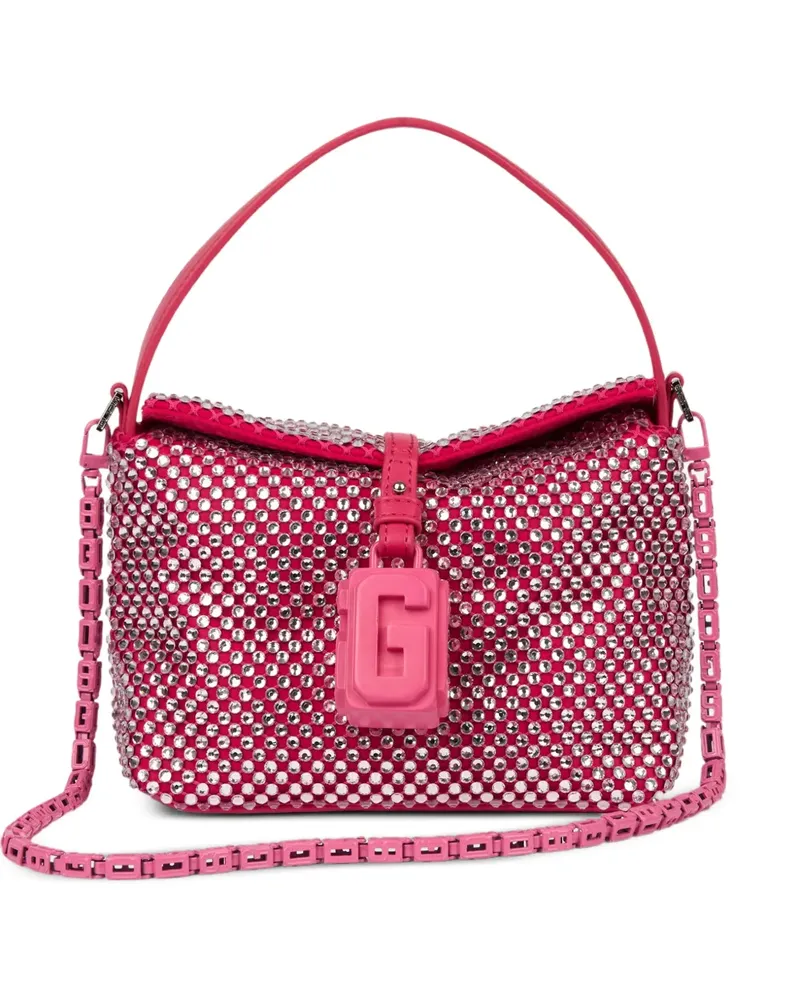 GCDS mini Mega Comma crystal-embellished G-Lock clutch bag - Rosa Rosa