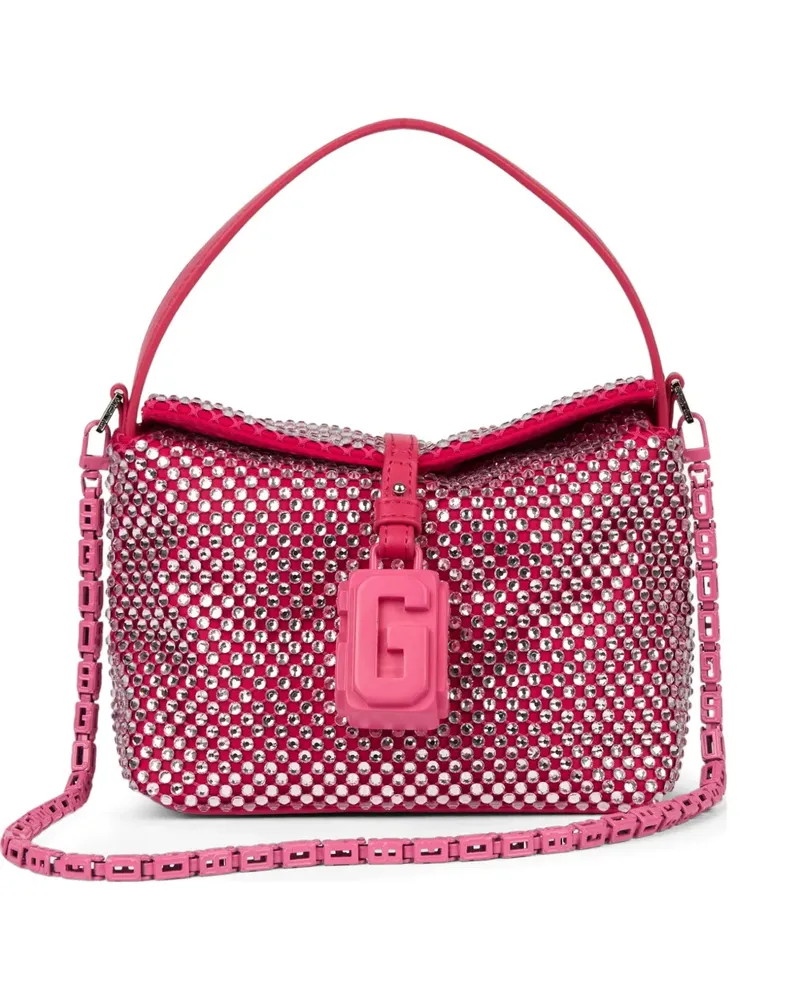 GCDS mini Mega Comma crystal-embellished G-Lock clutch bag - Rosa Rosa