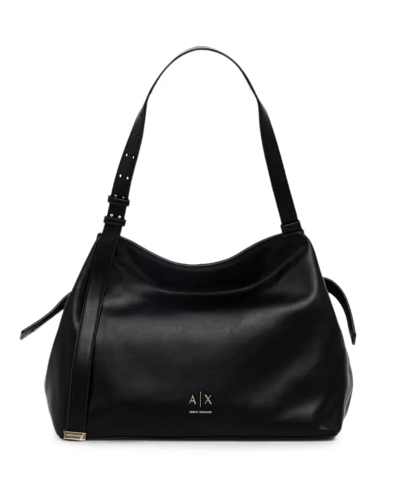 Armani Exchange logo-plaque adjustable-strap shoulder bag - Schwarz Schwarz