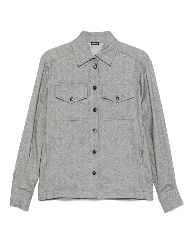 Kiton herringbone-pattern flap-pocket shirt - Grau Grau