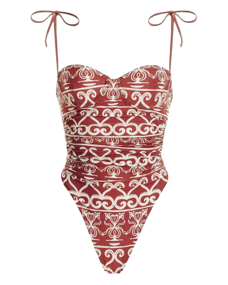 AGUA BENDITA Gemusterter Rabano Badeanzug - Braun Braun