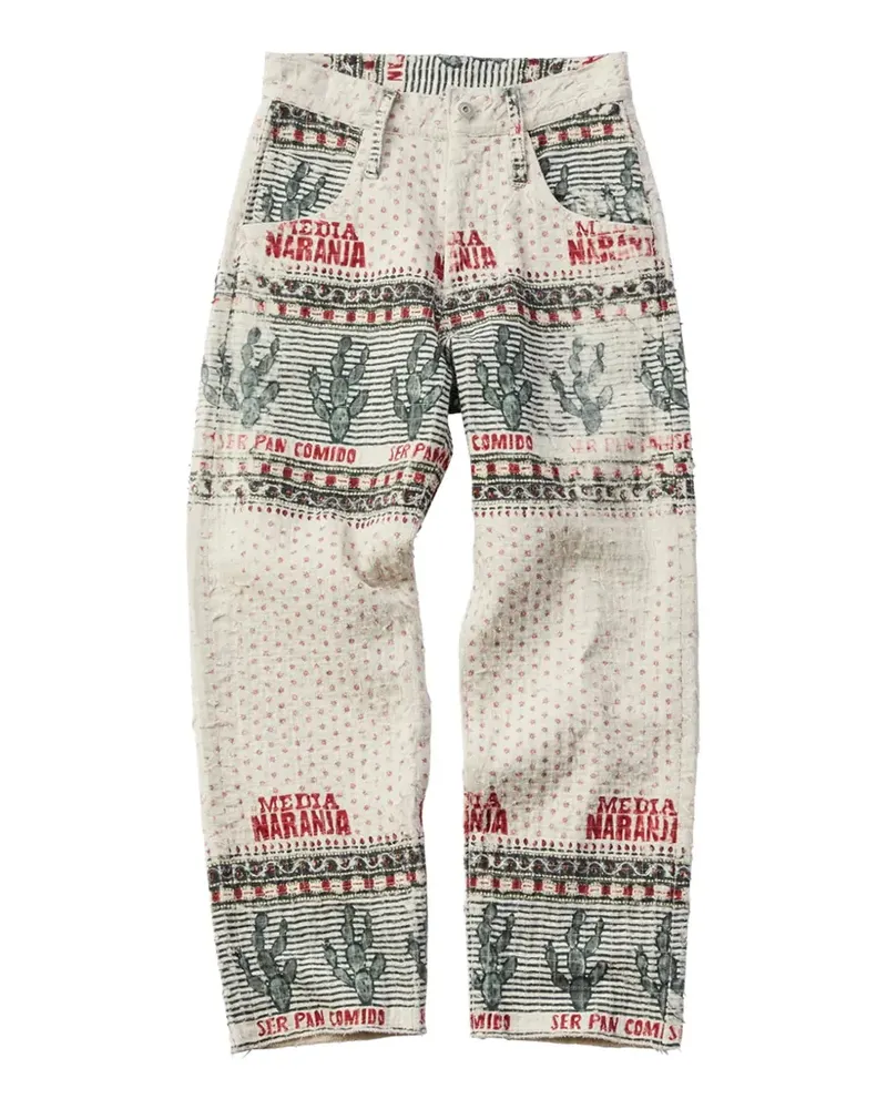 KURO double cloth printed trousers - Nude Nude