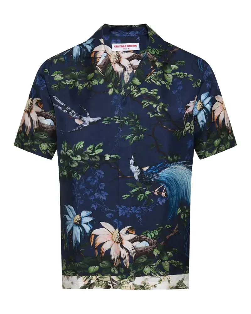 Orlebar Brown Maitan Seidenhemd mit Blumenprint - Blau Blau