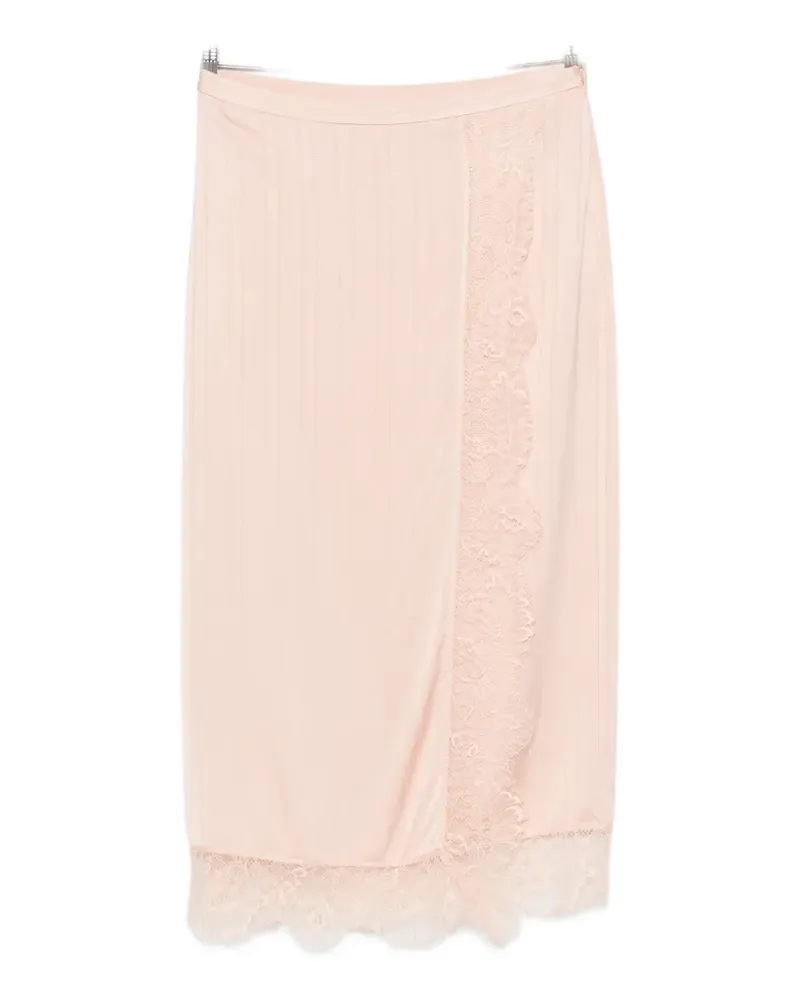 Twin-Set lace-trim pleated maxi skirt - Rosa Rosa