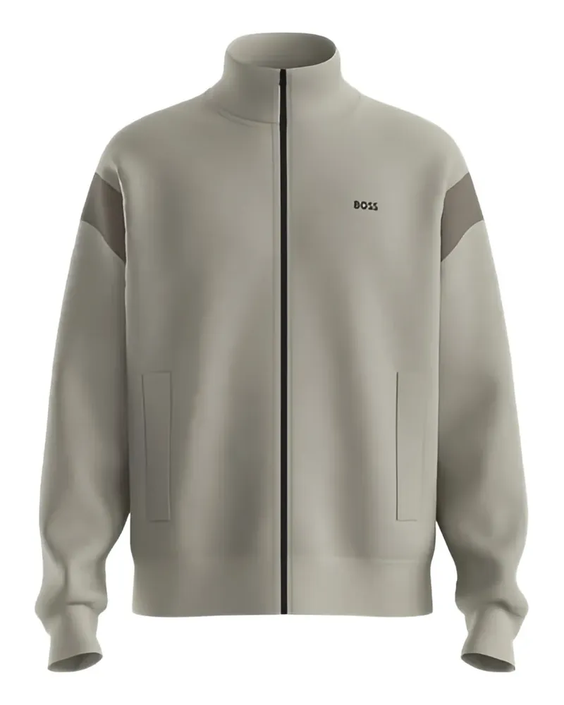 HUGO BOSS Sweatshirt mit Reißverschluss und Kontrasteinsätzen - Nude Nude