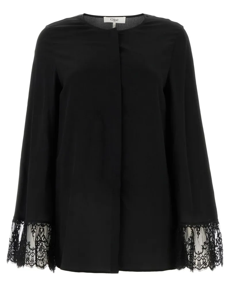 Chloé Kragenlose Bluse aus Chinakrepp - Schwarz Schwarz