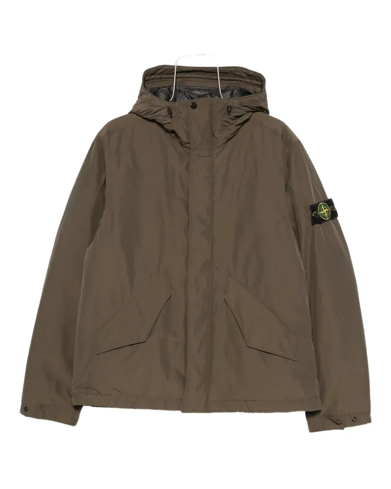 Stone Island hooded logo-patch jacket - Grün Grün