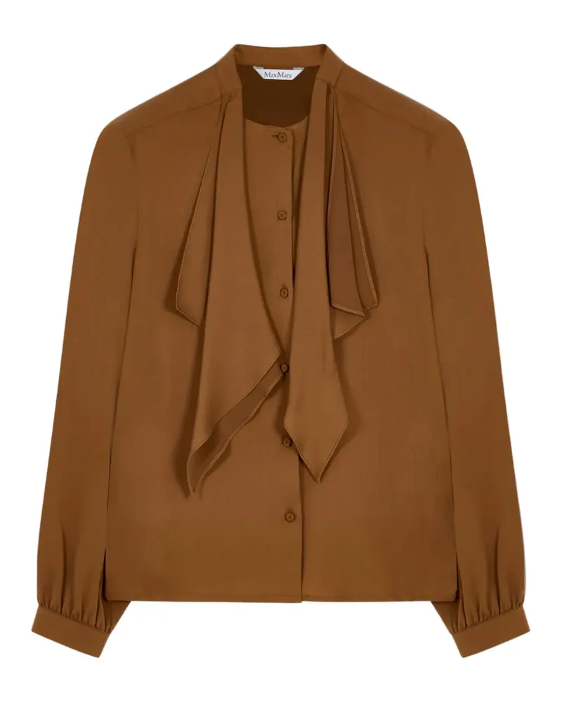 Max Mara Seidenbluse mit Schleifenkragen - Braun Braun