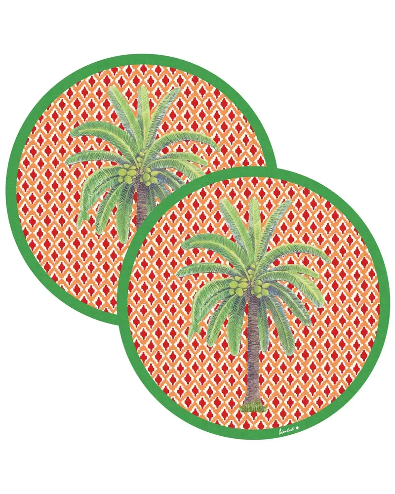 Lisa Corti Runde Masonite Hima Palma Tischsets (2er-Set) - Rot Rot