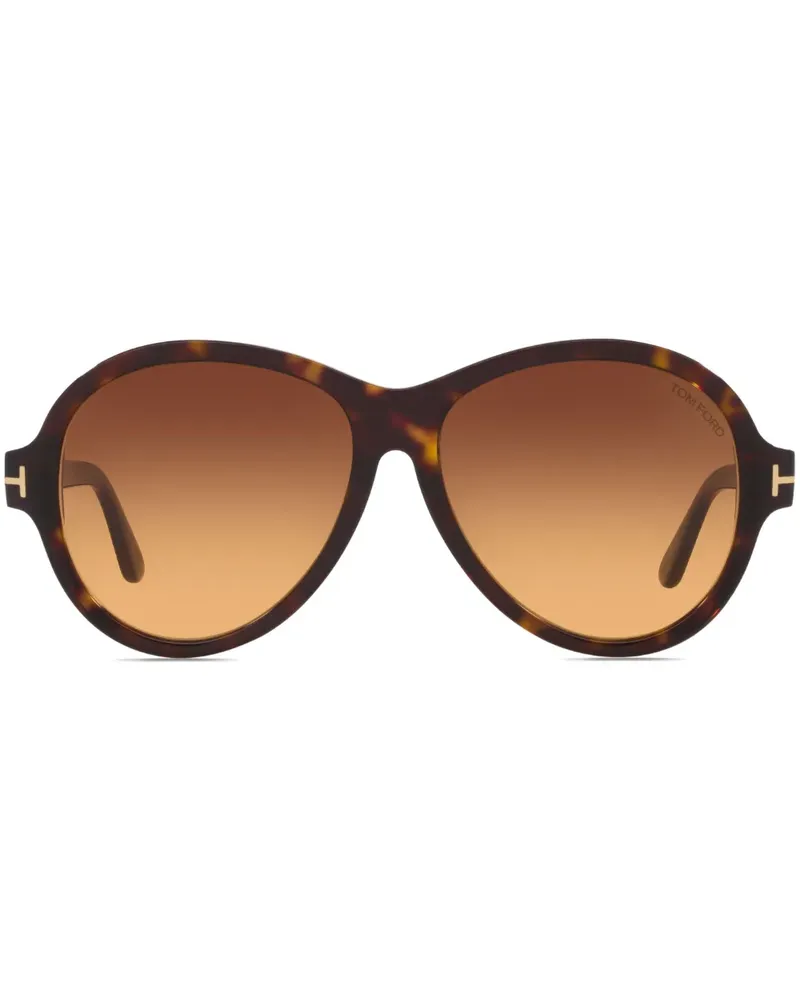Tom Ford Sonnenbrille mit rundem Gestell - Grün Grün