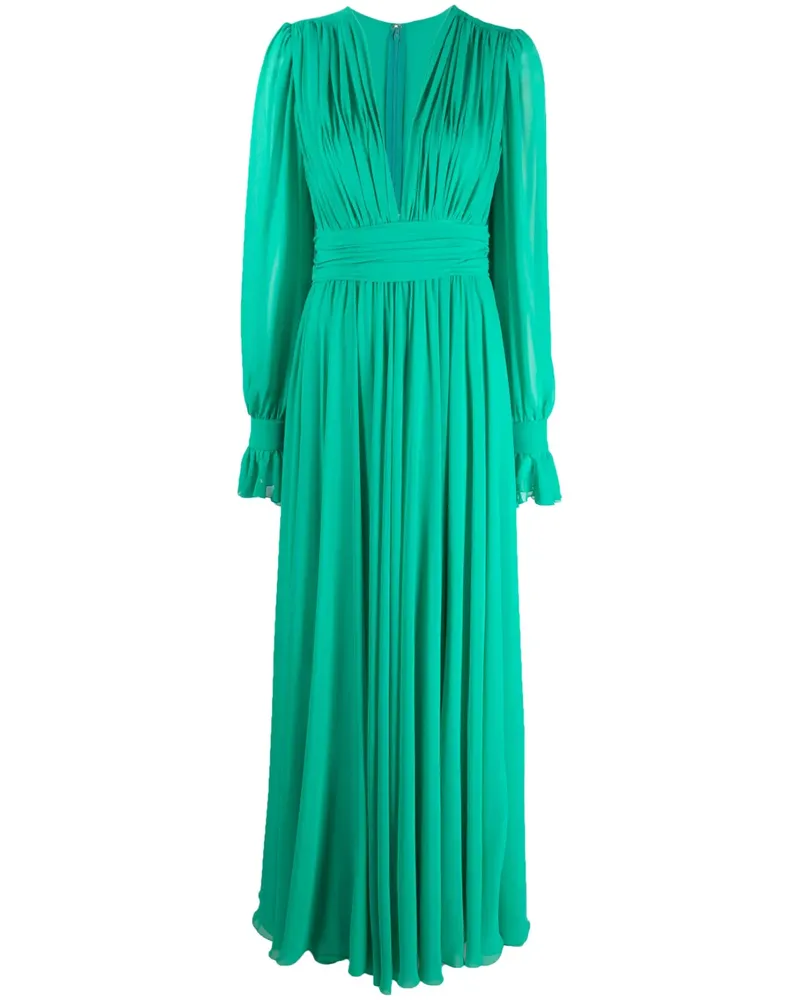 Blanca Plisseekleid mit tiefem V-Ausschnitt - Grün Grün