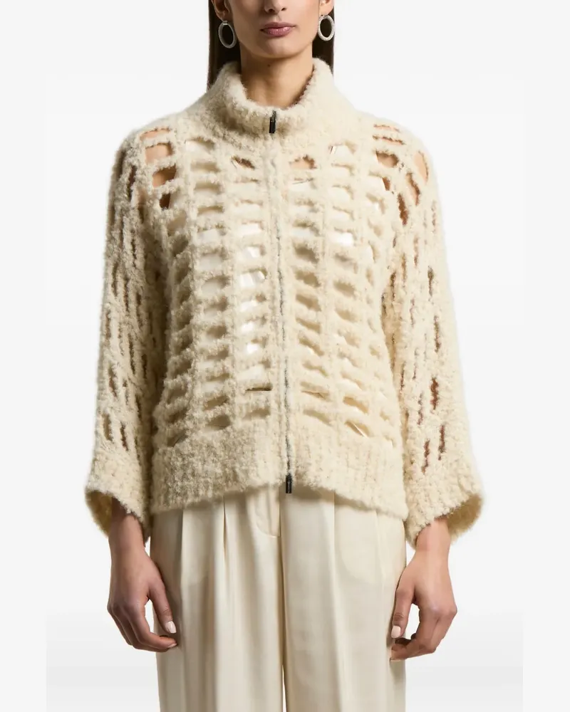 Peserico geometric cut-out cardigan - Nude Nude