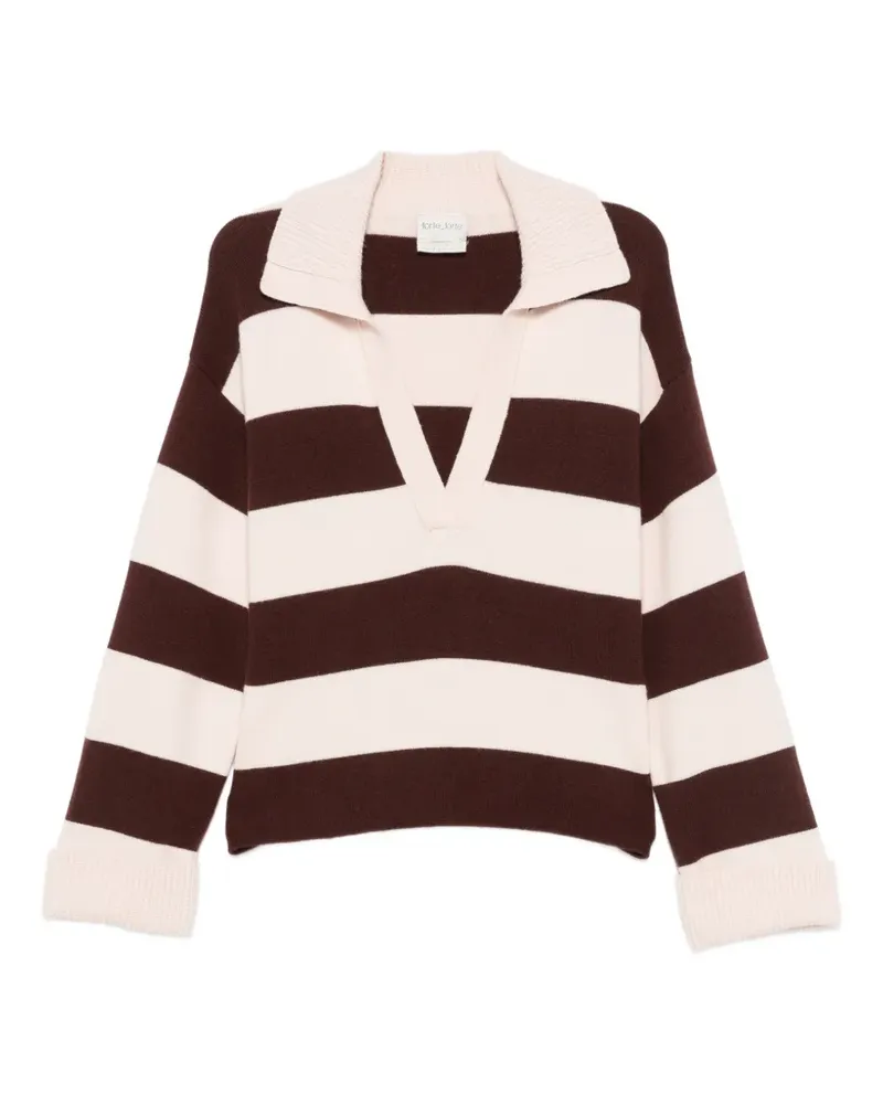 forte_forte Pullover mit Querstreifen - Braun Braun