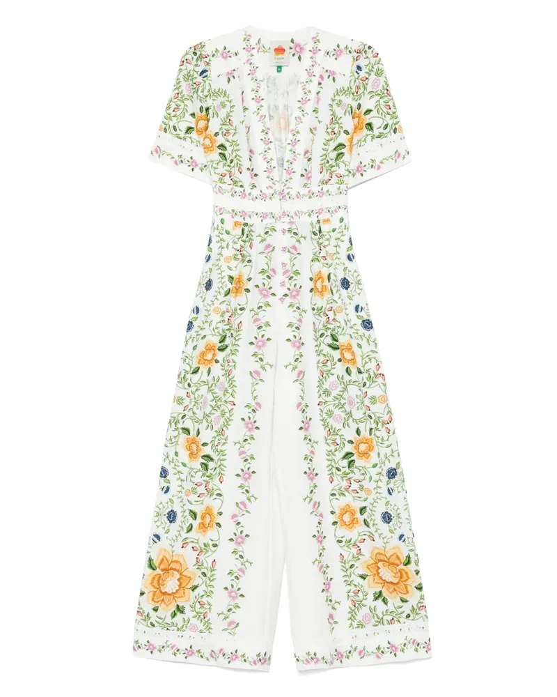 FARM Rio Folk Floral Jumpsuit - Weiß Weiß