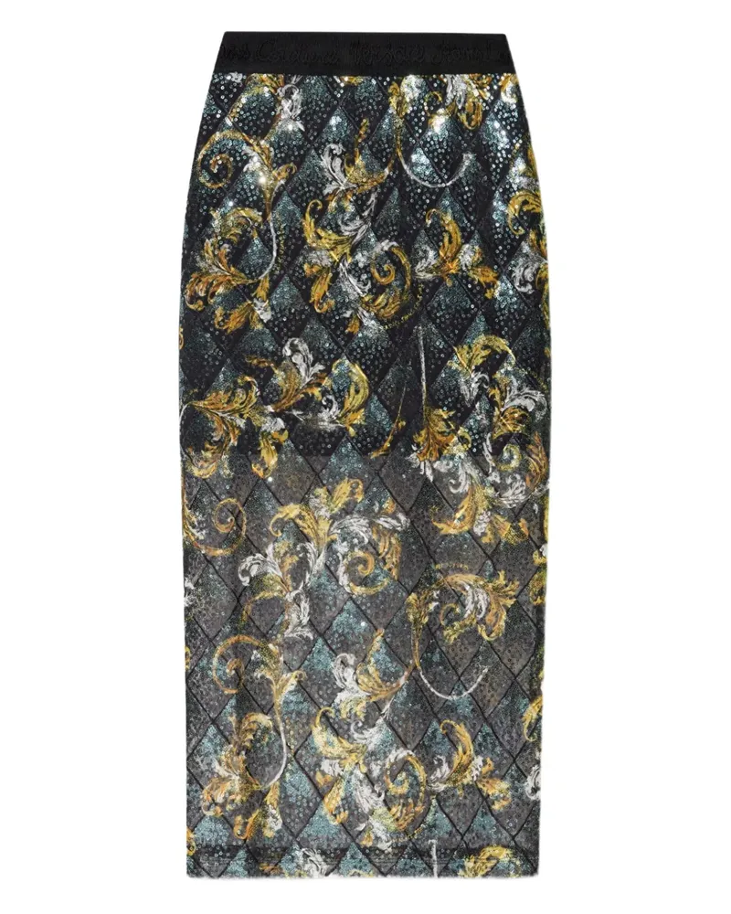 Versace Jeans Midirock mit Pailletten - Schwarz Schwarz