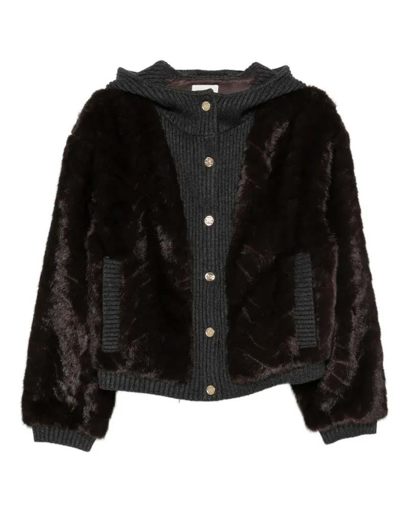 Sandro Kapuzenmantel mit Faux Fur - Braun Braun