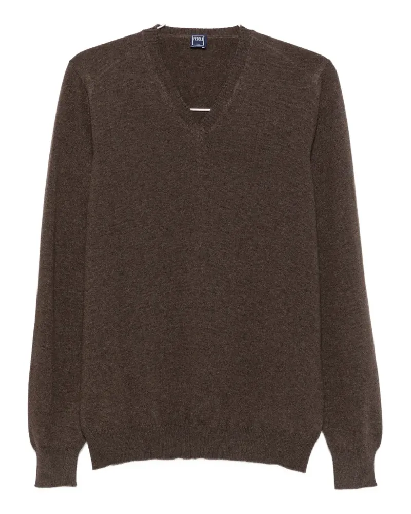 Fedeli V-neck ribbed-trim sweater - Braun Braun
