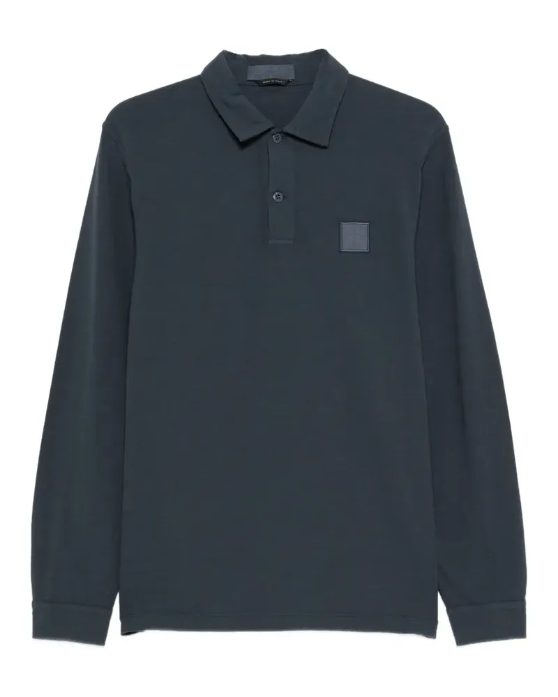 Stone Island logo-patch long-sleeve polo shirt - Blau Blau