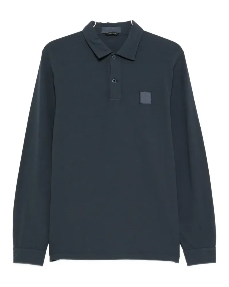 Stone Island logo-patch long-sleeve polo shirt - Blau Blau