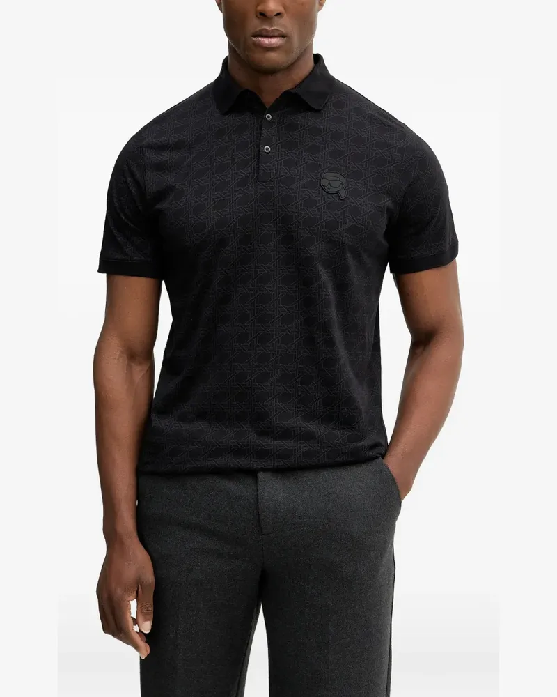 Karl Lagerfeld printed appliqué-detail polo shirt - Schwarz Schwarz