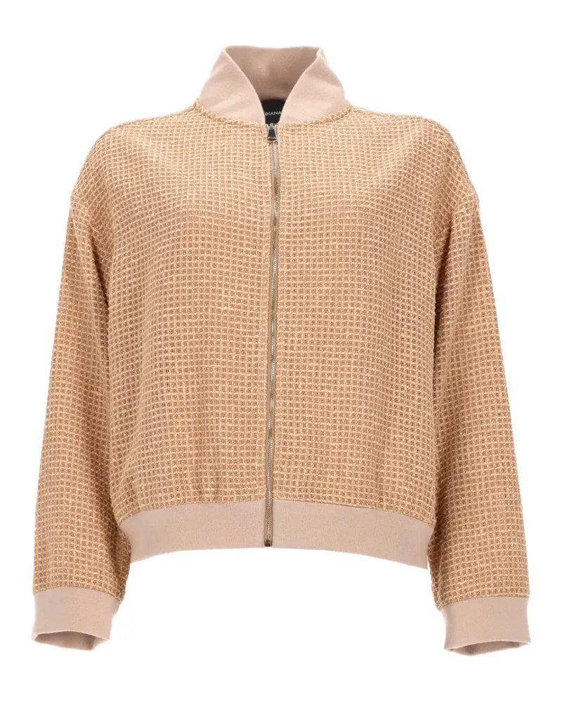 Fabiana Filippi textured-finish zip-up bomber jacket - Nude Nude