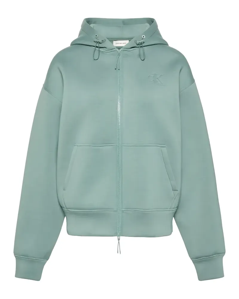 Calvin Klein logo-embossed zip-up hoodie - Blau Blau